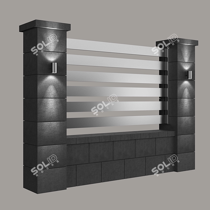 Sleek Black Fence 3D model image 2