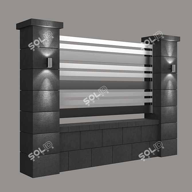 Sleek Black Fence 3D model image 3