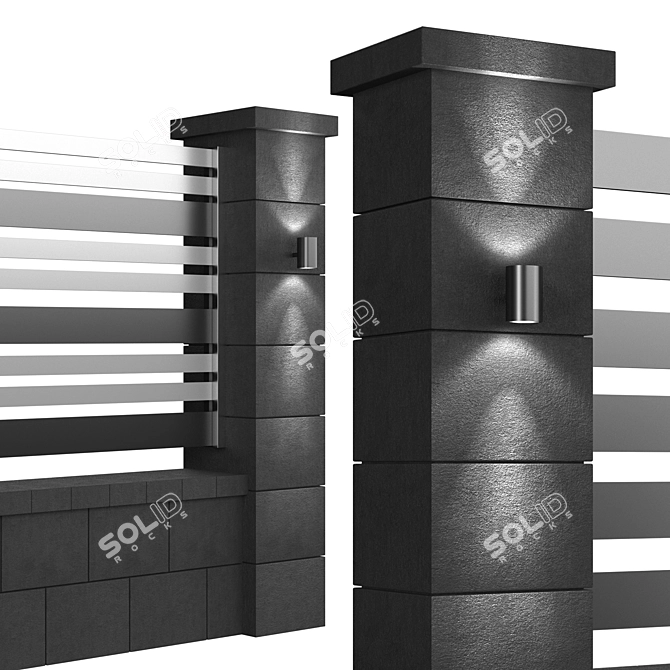 Sleek Black Fence 3D model image 5
