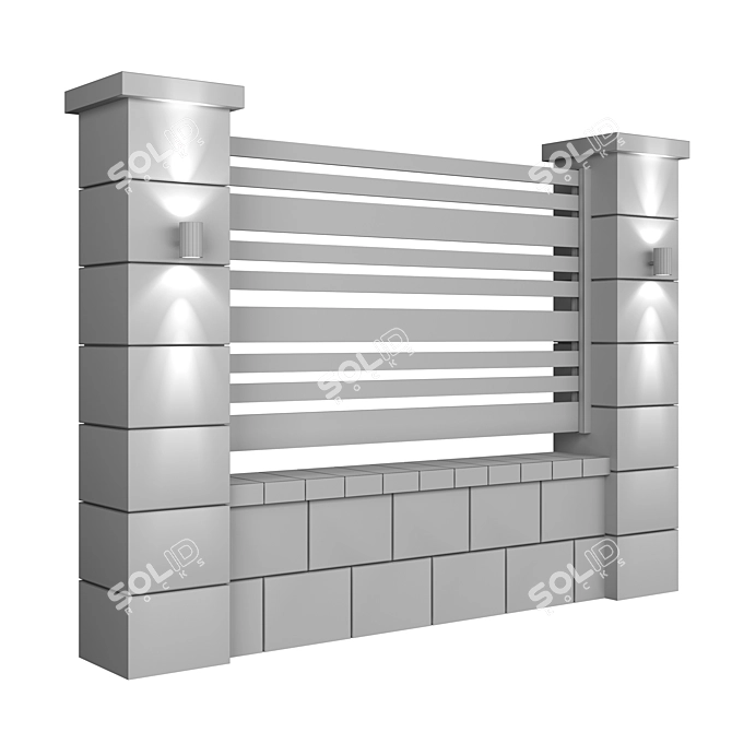 Sleek Black Fence 3D model image 6