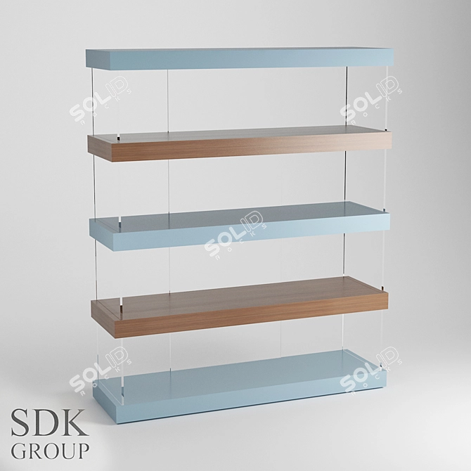 Modern Glass Shelving Rack 3D model image 1