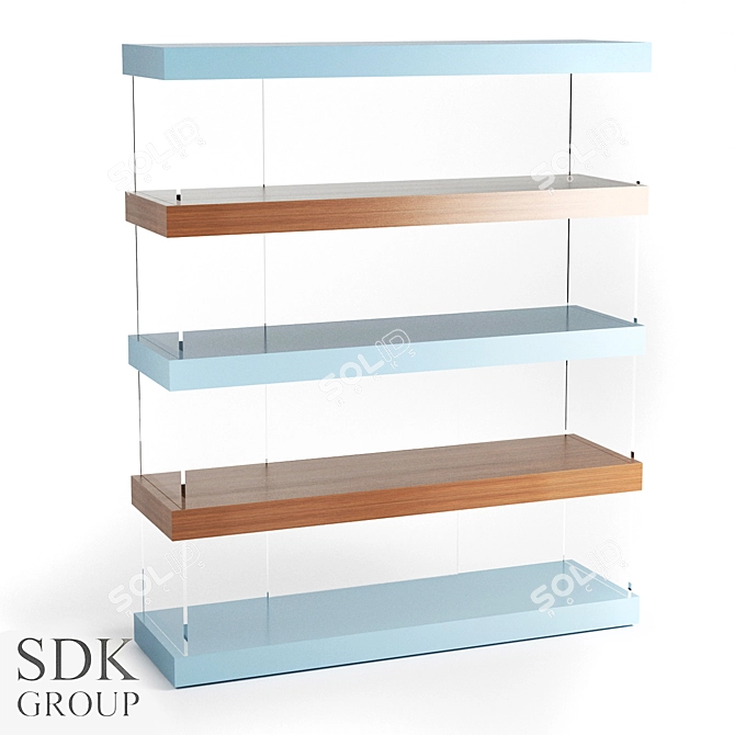 Modern Glass Shelving Rack 3D model image 3