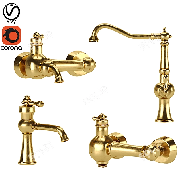 Modern Aqua Model Taps Set 3D model image 1