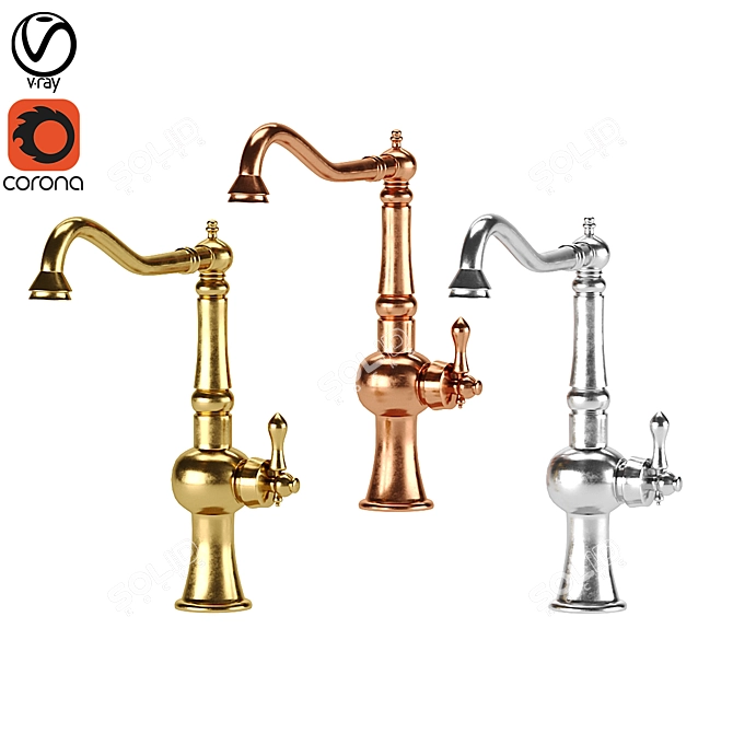 Modern Aqua Model Taps Set 3D model image 2