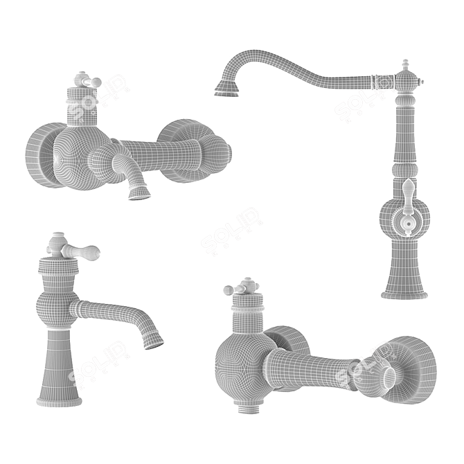 Modern Aqua Model Taps Set 3D model image 4