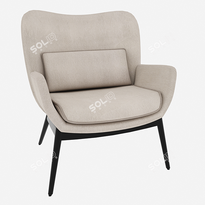 Elegant Cammy Armchair: Fabric, Velvet & Metal 3D model image 2