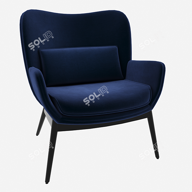 Elegant Cammy Armchair: Fabric, Velvet & Metal 3D model image 3