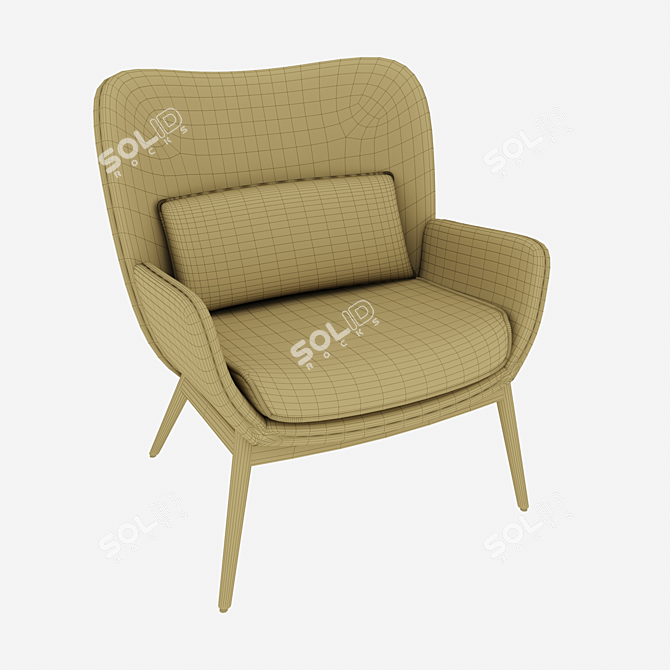 Elegant Cammy Armchair: Fabric, Velvet & Metal 3D model image 4