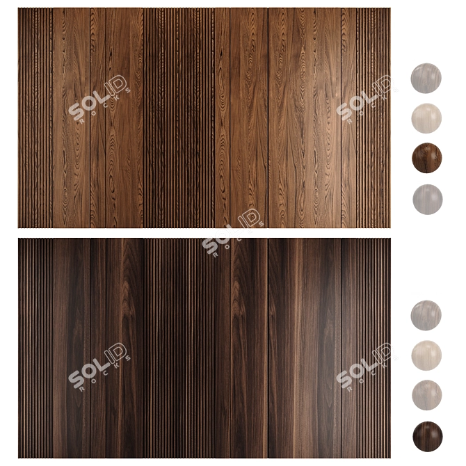 Wooden Panel Set: 4 Textures | 5.0m x 3.0m 3D model image 3