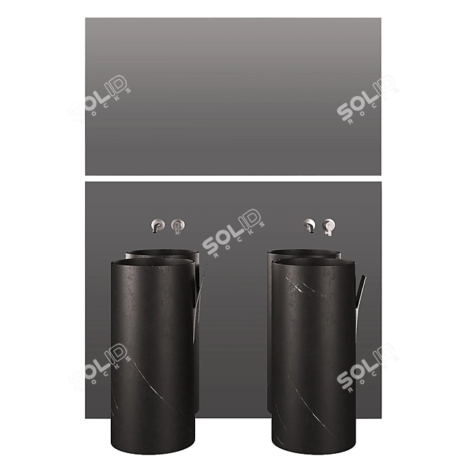 Elegant Black Marble Sink: Inbani Giro 3D model image 1