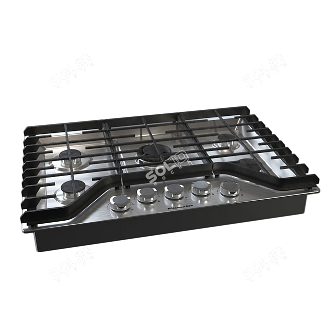 KitchenAid Gas Cooktop: Sleek Stainless Steel Design 3D model image 1