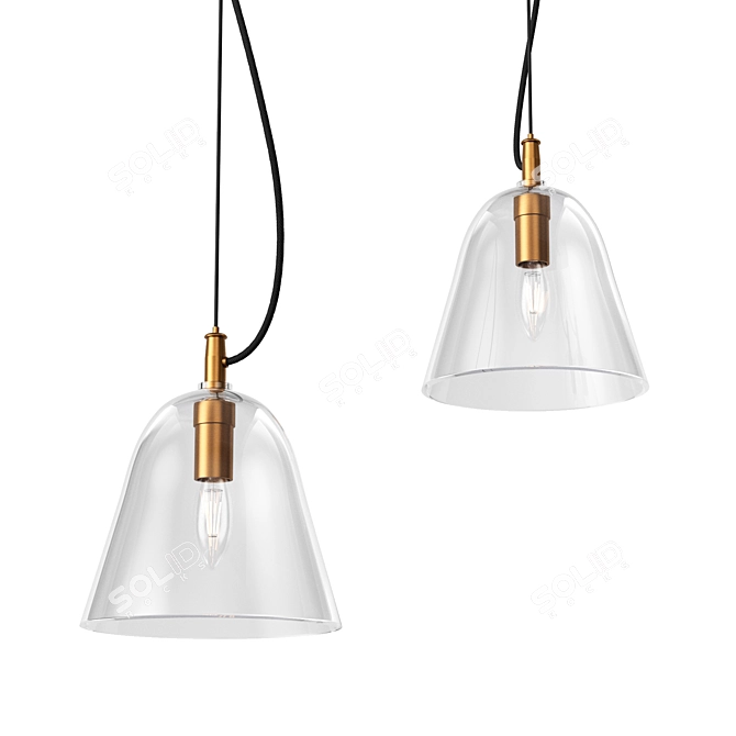 Glass Shade Pendant Lamp - 167.5cm Suspended Height 3D model image 1