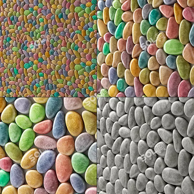 Pebble Smooth Color Panel Tiles 3D model image 1