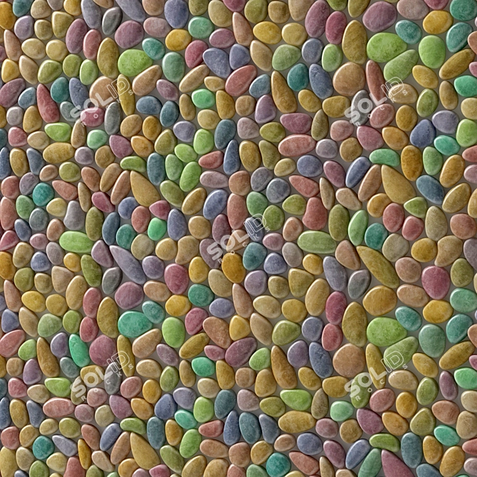 Pebble Smooth Color Panel Tiles 3D model image 2