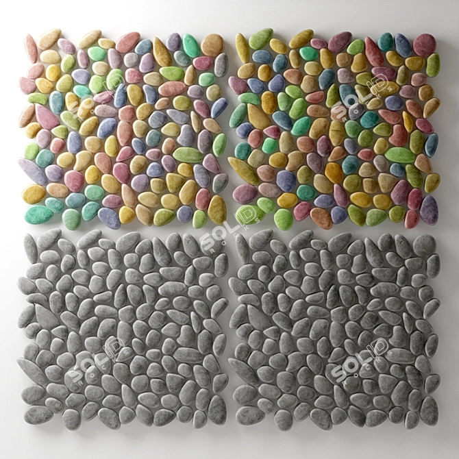 Pebble Smooth Color Panel Tiles 3D model image 3