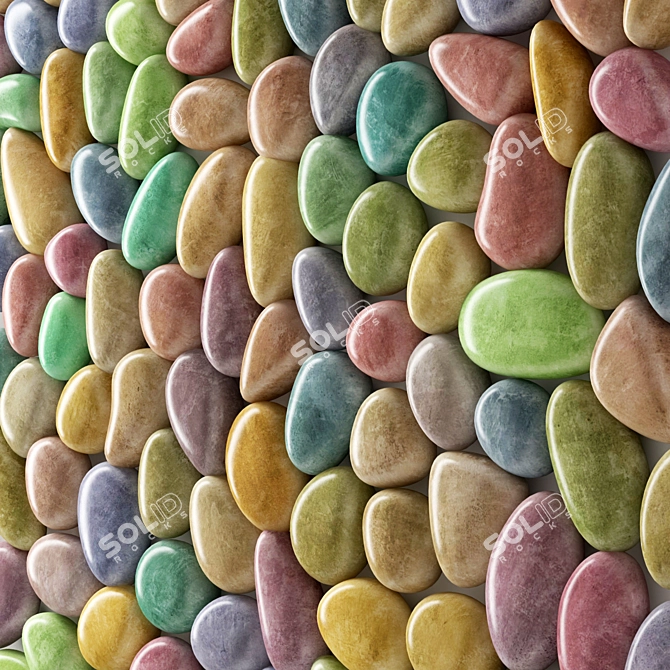 Pebble Smooth Color Panel Tiles 3D model image 4