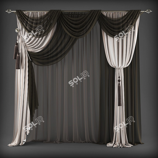 Polyester Curtains for Stylish Home 3D model image 1