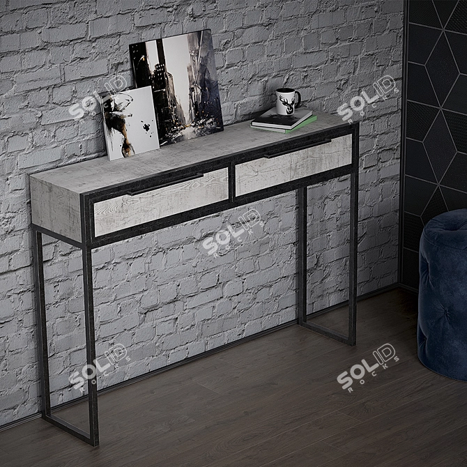 Title: Industrial Console Table Loft 1 3D model image 2