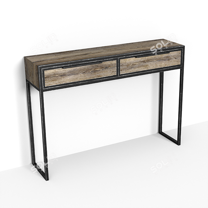 Title: Industrial Console Table Loft 1 3D model image 6