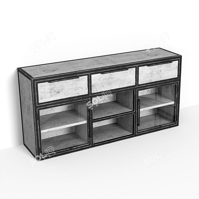 Elegant TV Stand with Metal Grating 3D model image 4