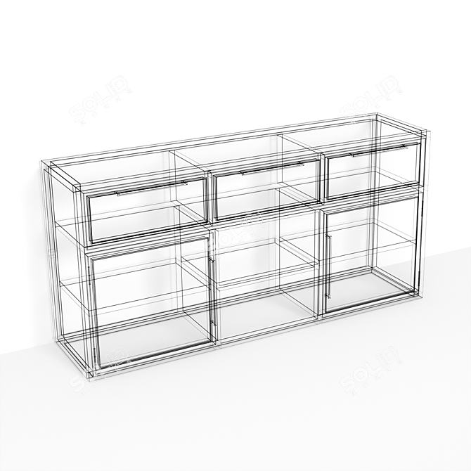 Elegant TV Stand with Metal Grating 3D model image 7