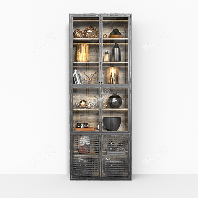 Industrial Chic Bookshelf 3D model image 4