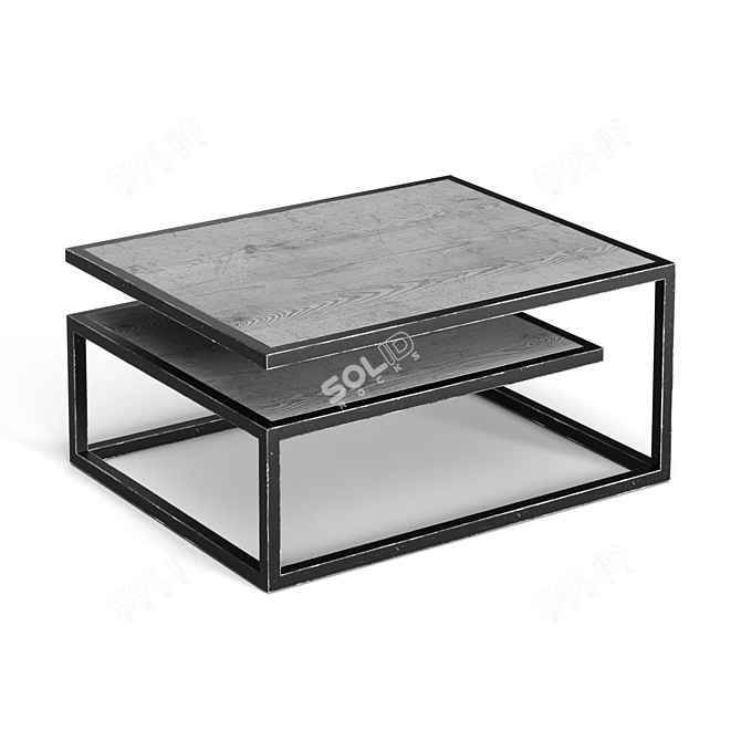 Loft Style Coffee Table: Dual- Material Elegance! 3D model image 3