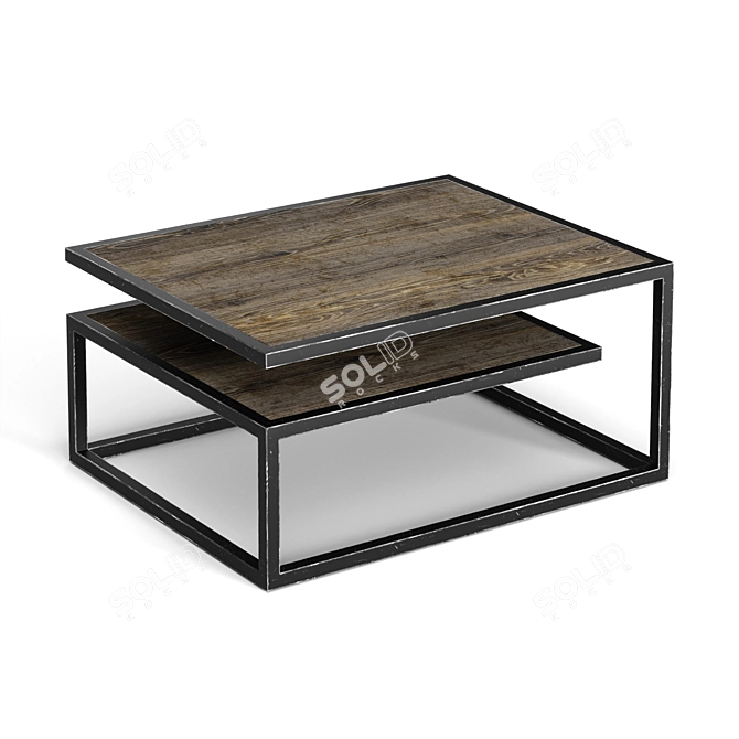 Loft Style Coffee Table: Dual- Material Elegance! 3D model image 4