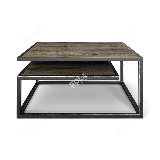 Loft Style Coffee Table: Dual- Material Elegance! 3D model image 5