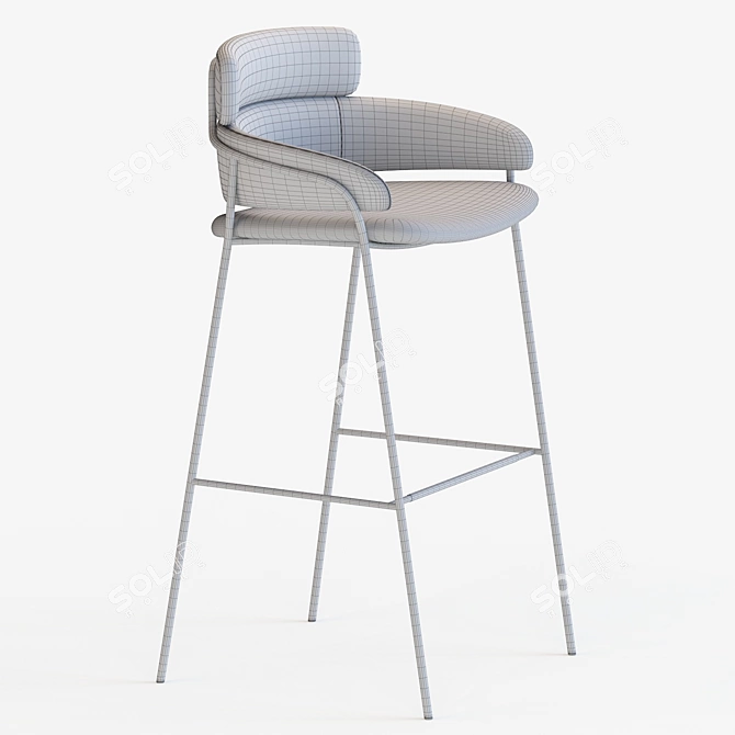 Modern Upholstered Bar Stool 3D model image 4