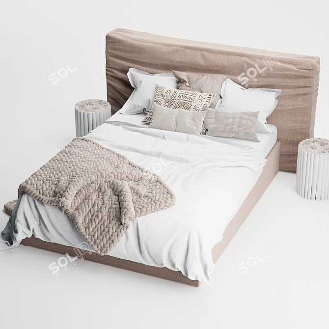 Zulu Upholstered Bed: Contemporary Elegance for Your Sleep 3D model image 2