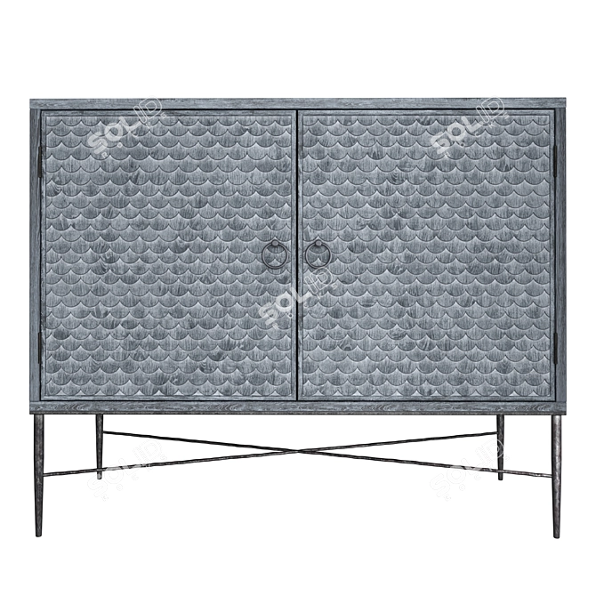 Colonial Style Handmade Oak and Iron Dresser 3D model image 1