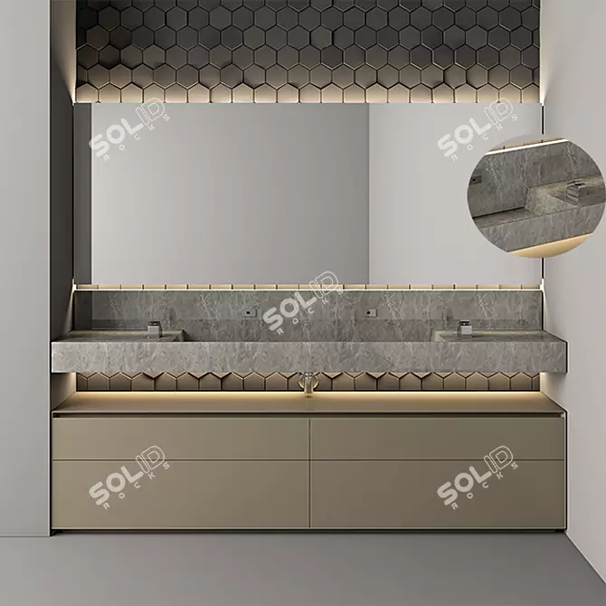 Elegant Clay Base Bathroom Vanity 3D model image 1