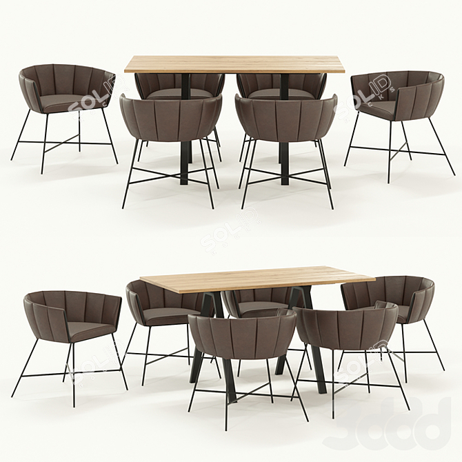 Modern 4union Dining Set 3D model image 1