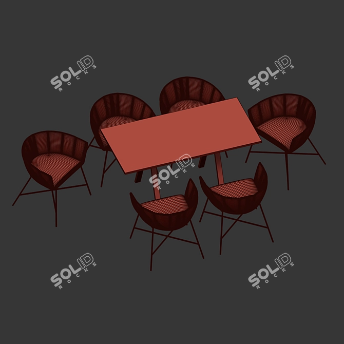 Modern 4union Dining Set 3D model image 2