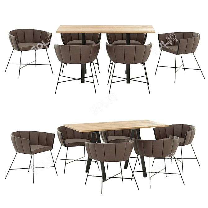 Modern 4union Dining Set 3D model image 3