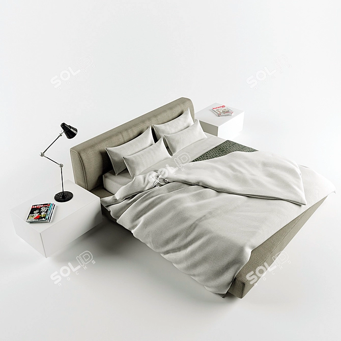 Softland Italian Designer Bed 3D model image 3