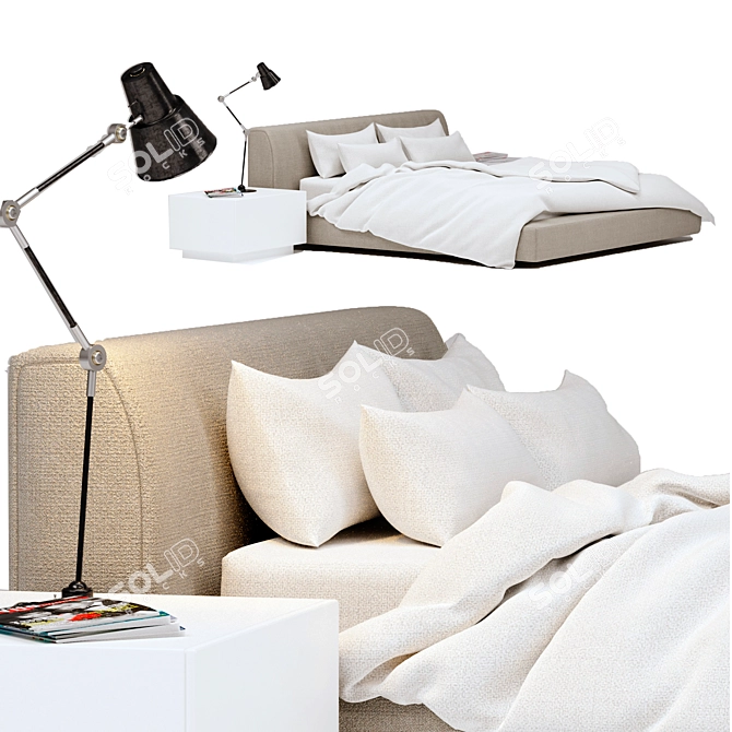 Softland Italian Designer Bed 3D model image 4
