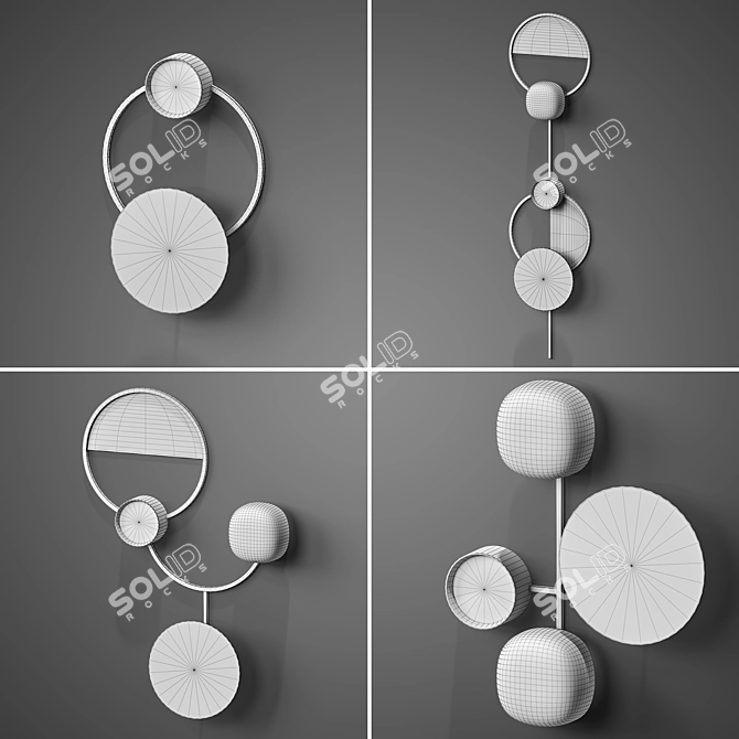 Sun On the Ring B: Elegant Sconce Lamps 3D model image 2