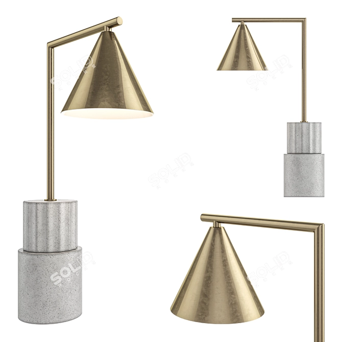 Skasen Concrete & Brass Table Lamp 3D model image 1