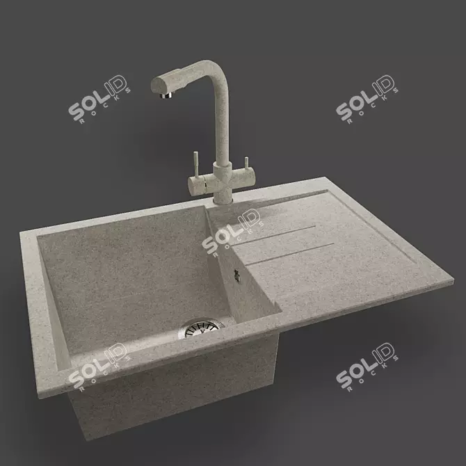Stylish Ulgran Sink & Frap Mixer 3D model image 1