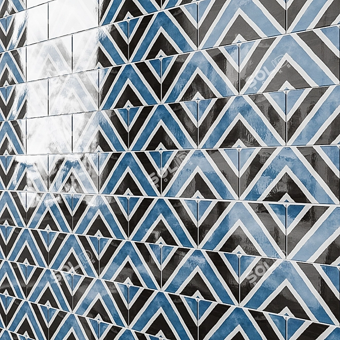 Aquamarine Bliss Ceramic Wall Tile. 3D model image 3