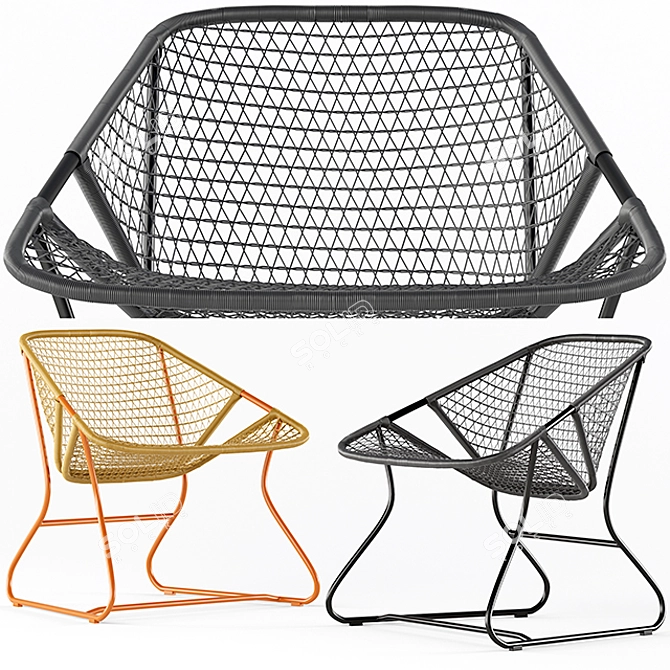 Fermob Sixties Rattan Chair 3D model image 1