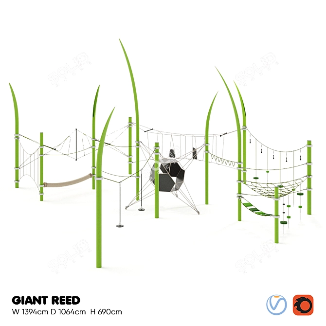 Kompan Giant Reed: Fun and Fitness Combo 3D model image 1