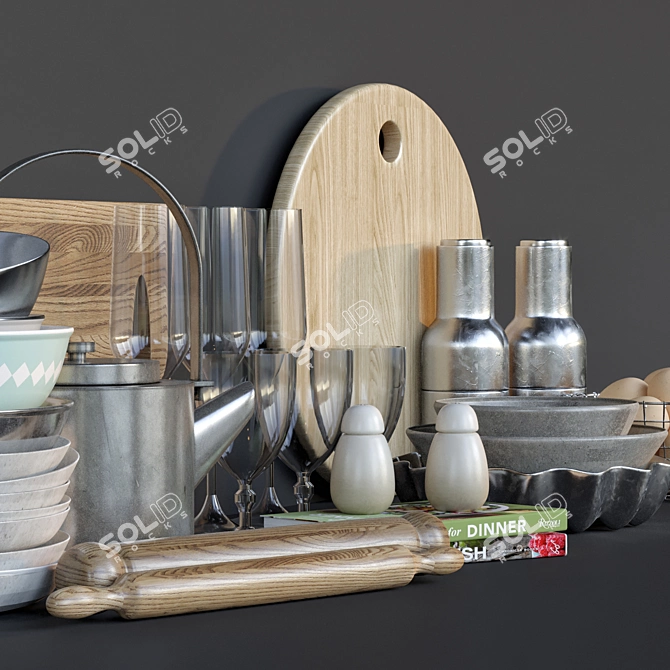 Minimalist Kitchen Accessory Set 3D model image 3