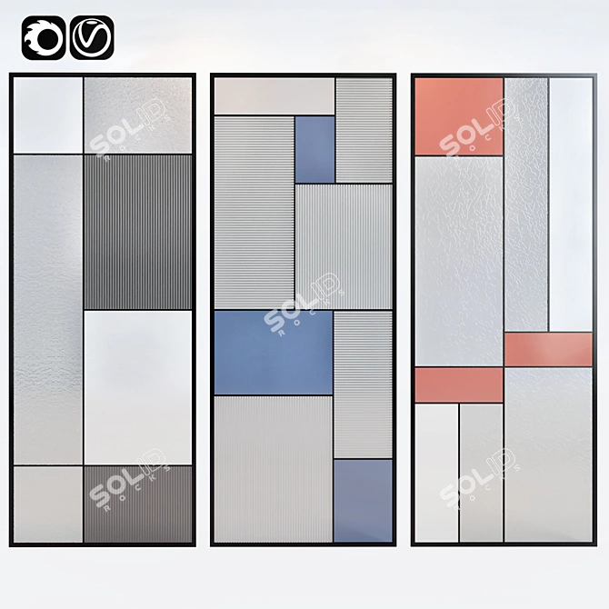 Title: Sleek Glass Room Divider 3D model image 1