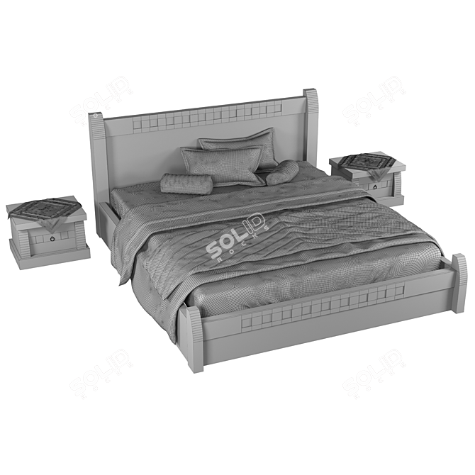 Vintage Modern Bed 3D model image 4