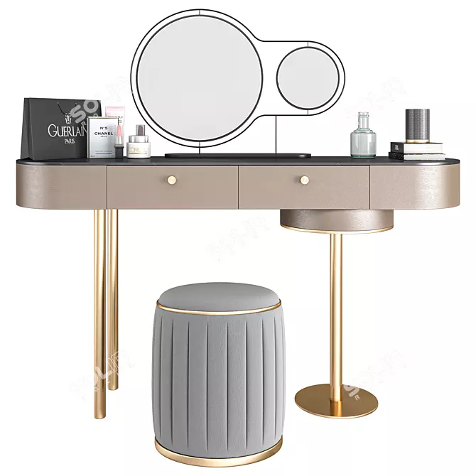 Luxury Vanity Table with Mirror 3D model image 1