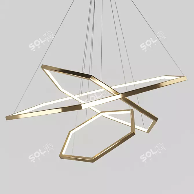 Impress Gold Acrylic Pendant Light 3D model image 1