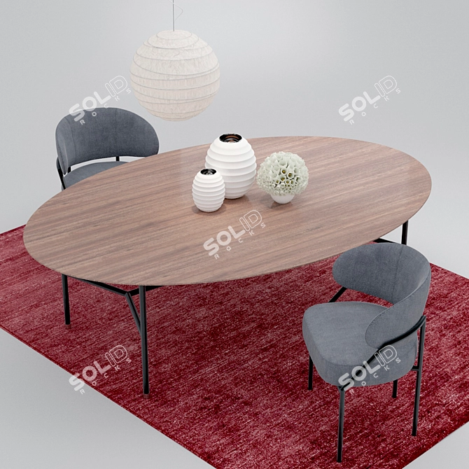 Elegant Meridiani Hubert Dining Set 3D model image 2